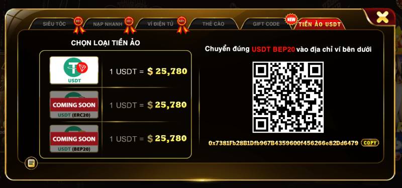 Nạp tiền ảo USDT hiện đại cho dân chuyên