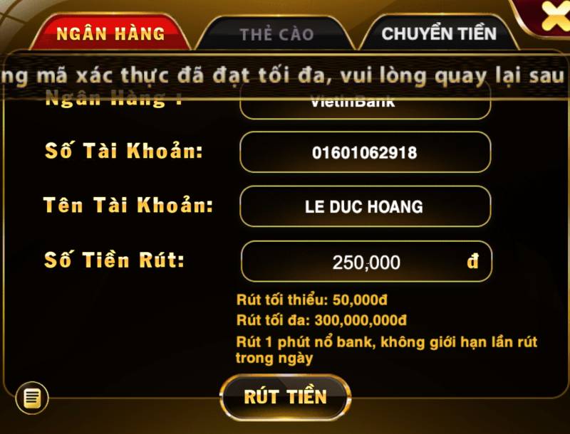 Cách Rút Tiền Xocdia88 Về Tài Khoản Ngay Chỉ 2 Phút 2 Nhập số tiền muốn rút